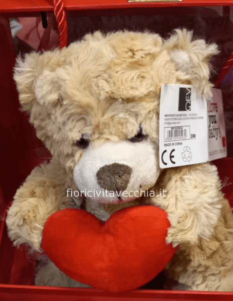 orsetto peluche con 3 rose rosse 